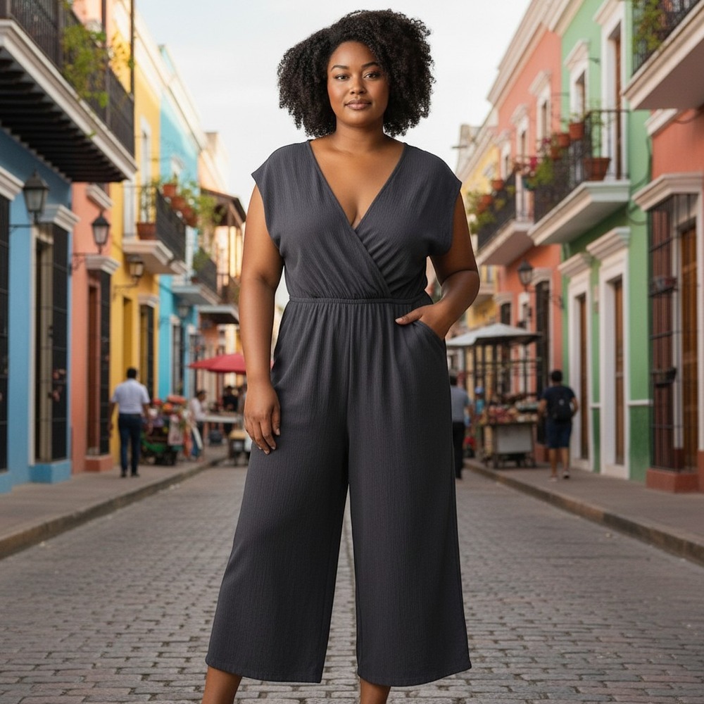 Torrid 3X Black Vacation Surplice Wide Leg Jumpsuit NWT Plus Size